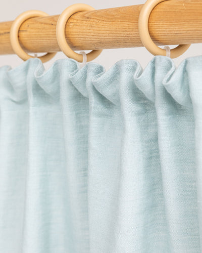 Pencil pleat linen curtain panel (1 pcs) in Dusty blue - MagicLinen