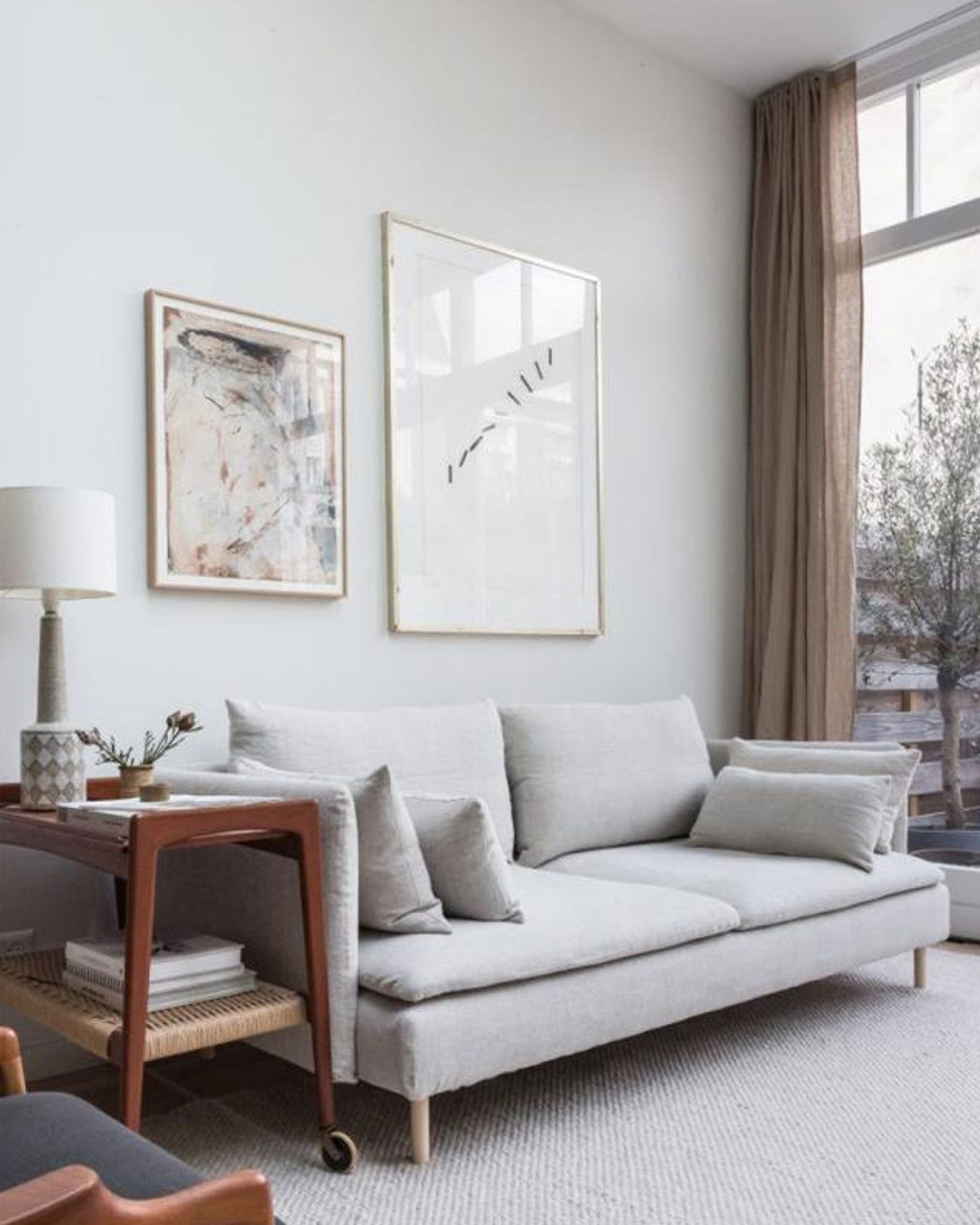 Custom size pencil pleat linen curtain panel (1 pcs) in Natural linen - MagicLinen