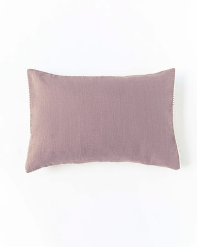 Pom pom trim linen pillowcase in Woodrose - MagicLinen