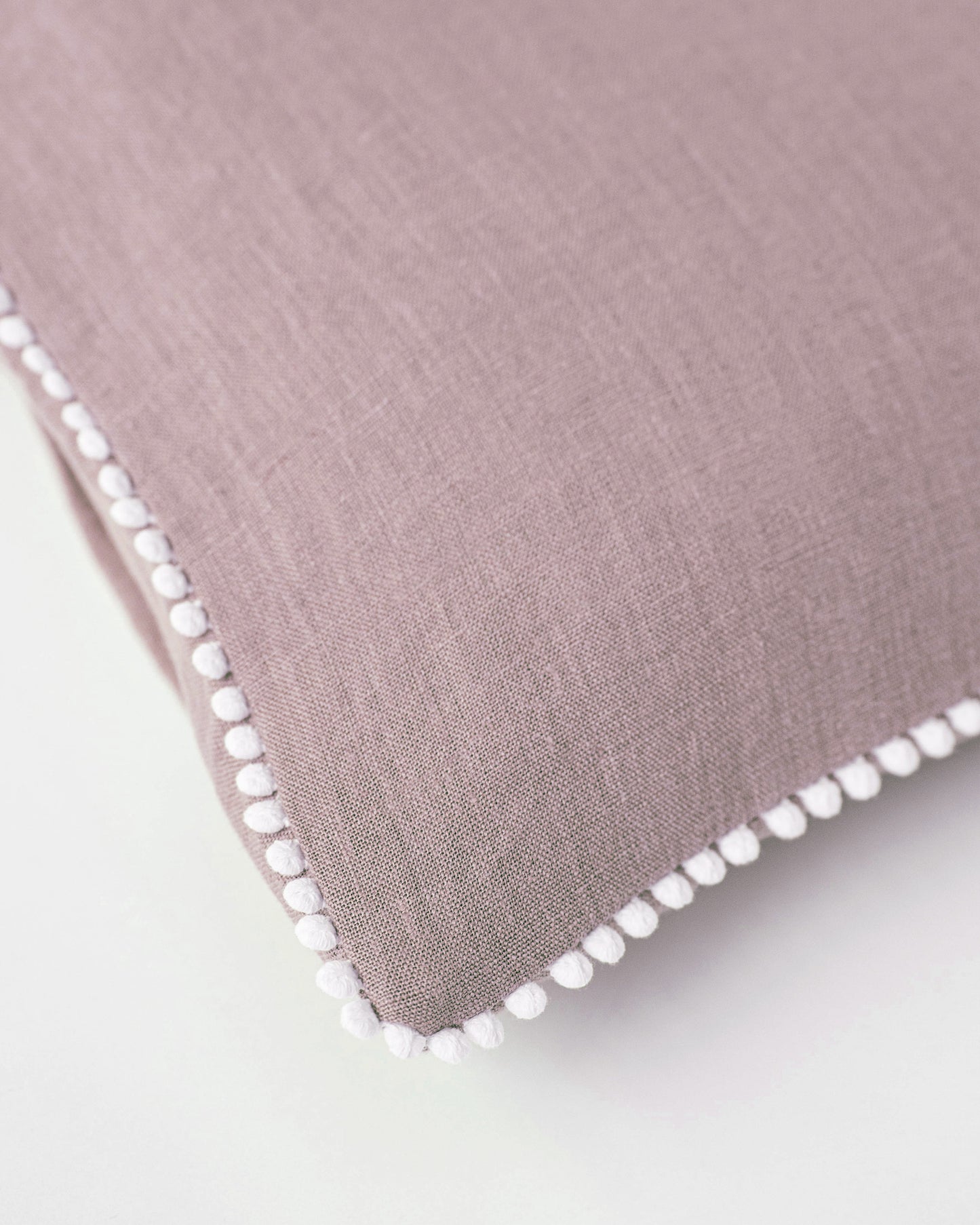 Pom pom trim linen pillowcase in Woodrose - MagicLinen
