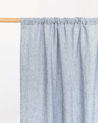 Rod pocket linen curtain panel (1 pcs) in Blue melange - MagicLinen