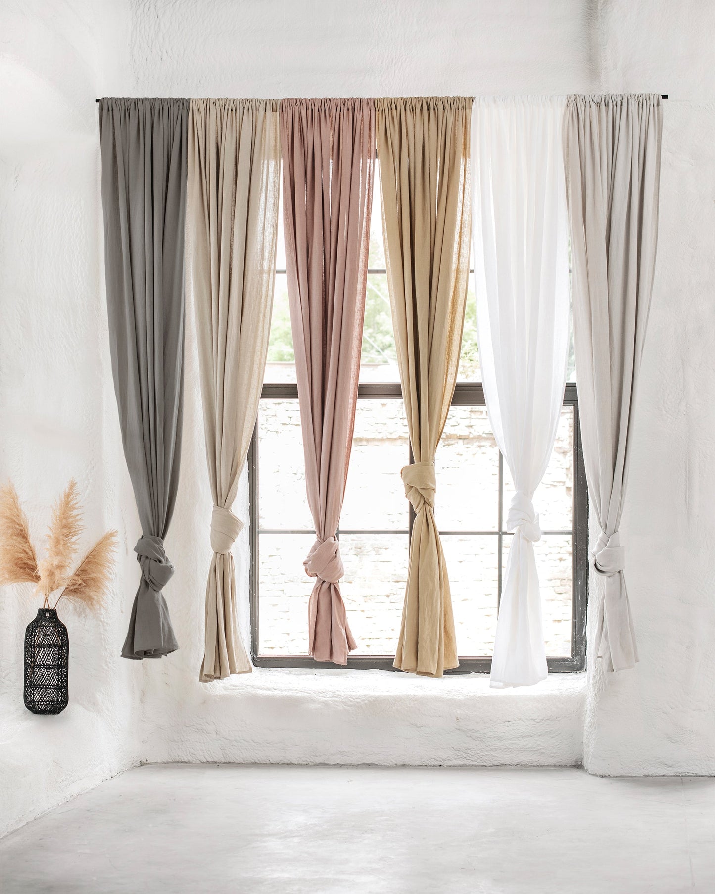 Rod pocket linen curtain panel (1 pcs) in Charcoal gray - MagicLinen