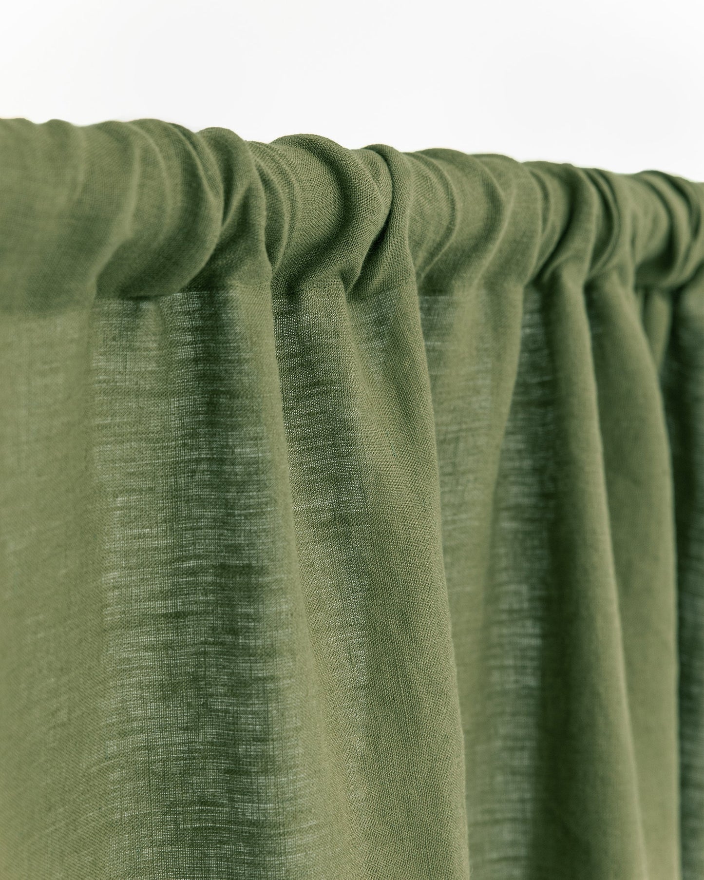 Custom size rod pocket linen curtain panel (1 pcs) in Forest green - MagicLinen