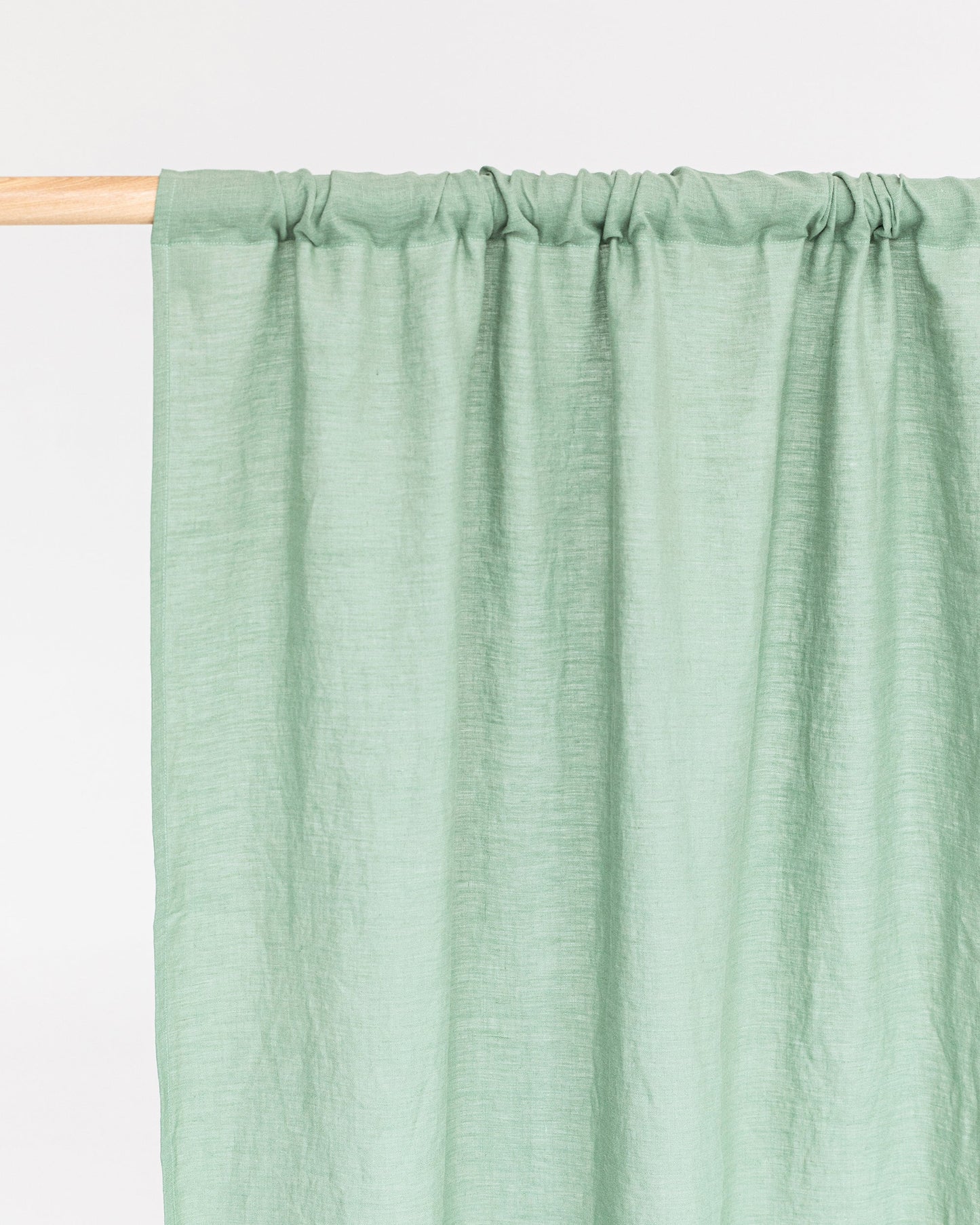 Custom size rod pocket linen curtain panel (1 pcs) in Matcha green - MagicLinen