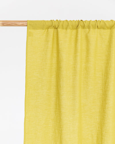 Rod pocket linen curtain panel (1 pcs) in Moss yellow - MagicLinen
