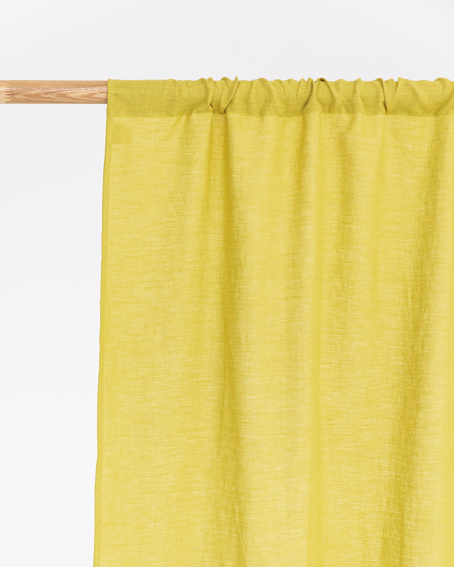 Rod pocket linen curtain panel (1 pcs) in Moss yellow - MagicLinen