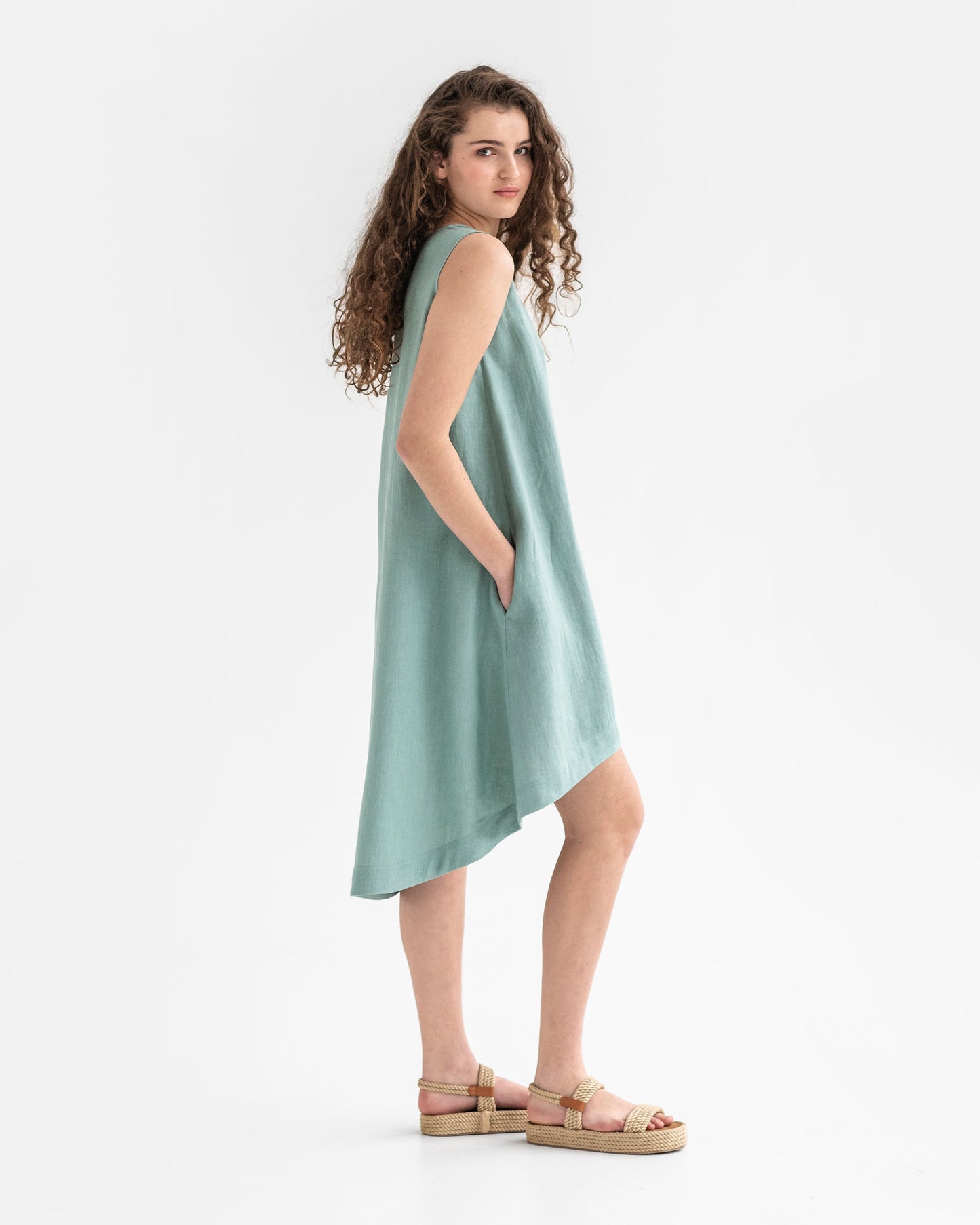 Royal TOSCANA linen dress in teal blue - MagicLinen