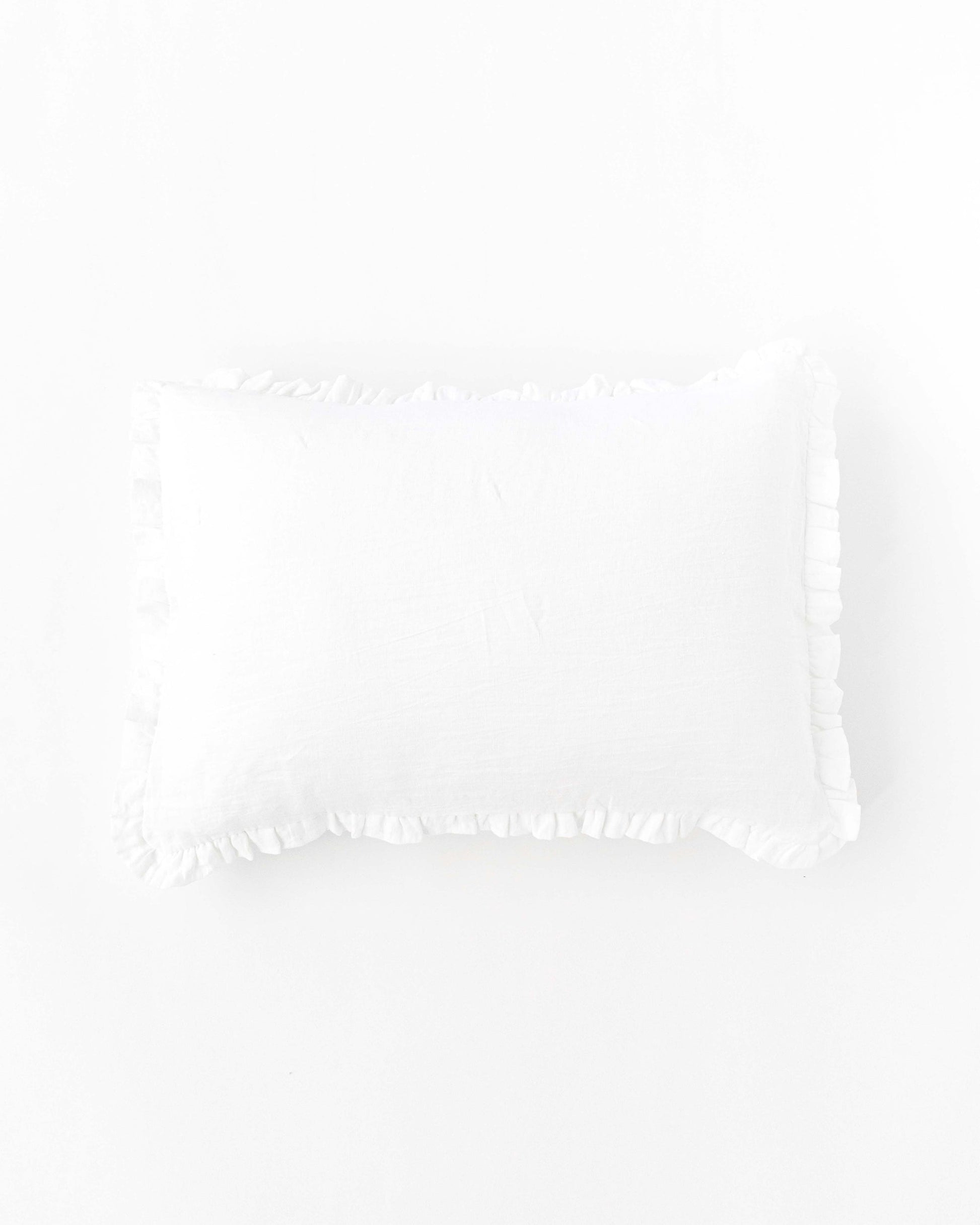 Custom size ruffle trim linen pillowcase in White - MagicLinen