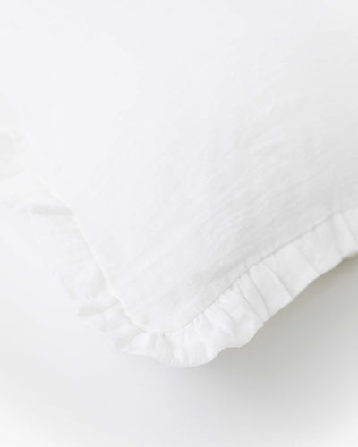 Ruffle trim linen pillowcase in White - MagicLinen