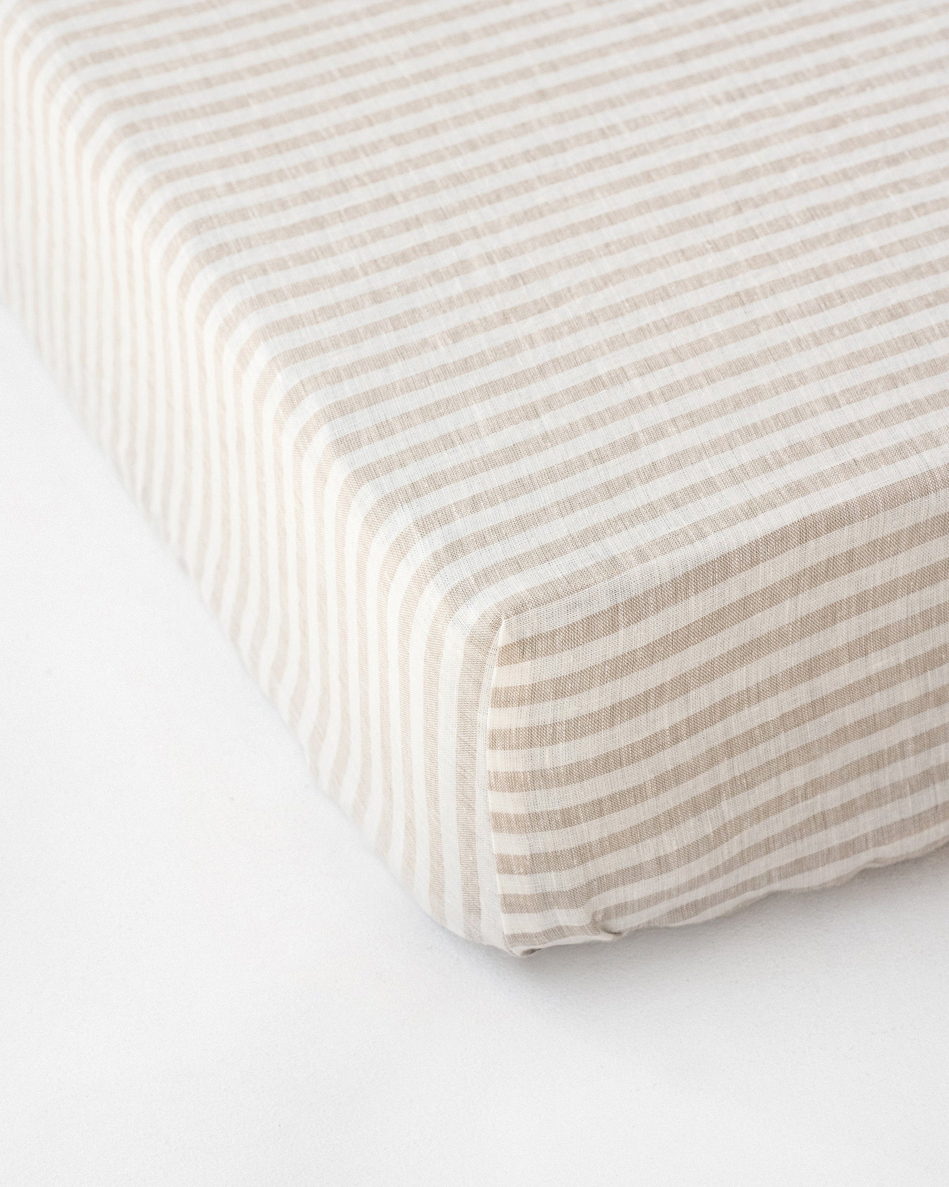 Custom size Striped in natural linen fitted sheet - MagicLinen