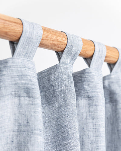 Tab top linen curtain panel (1 pcs) in Blue melange - MagicLinen