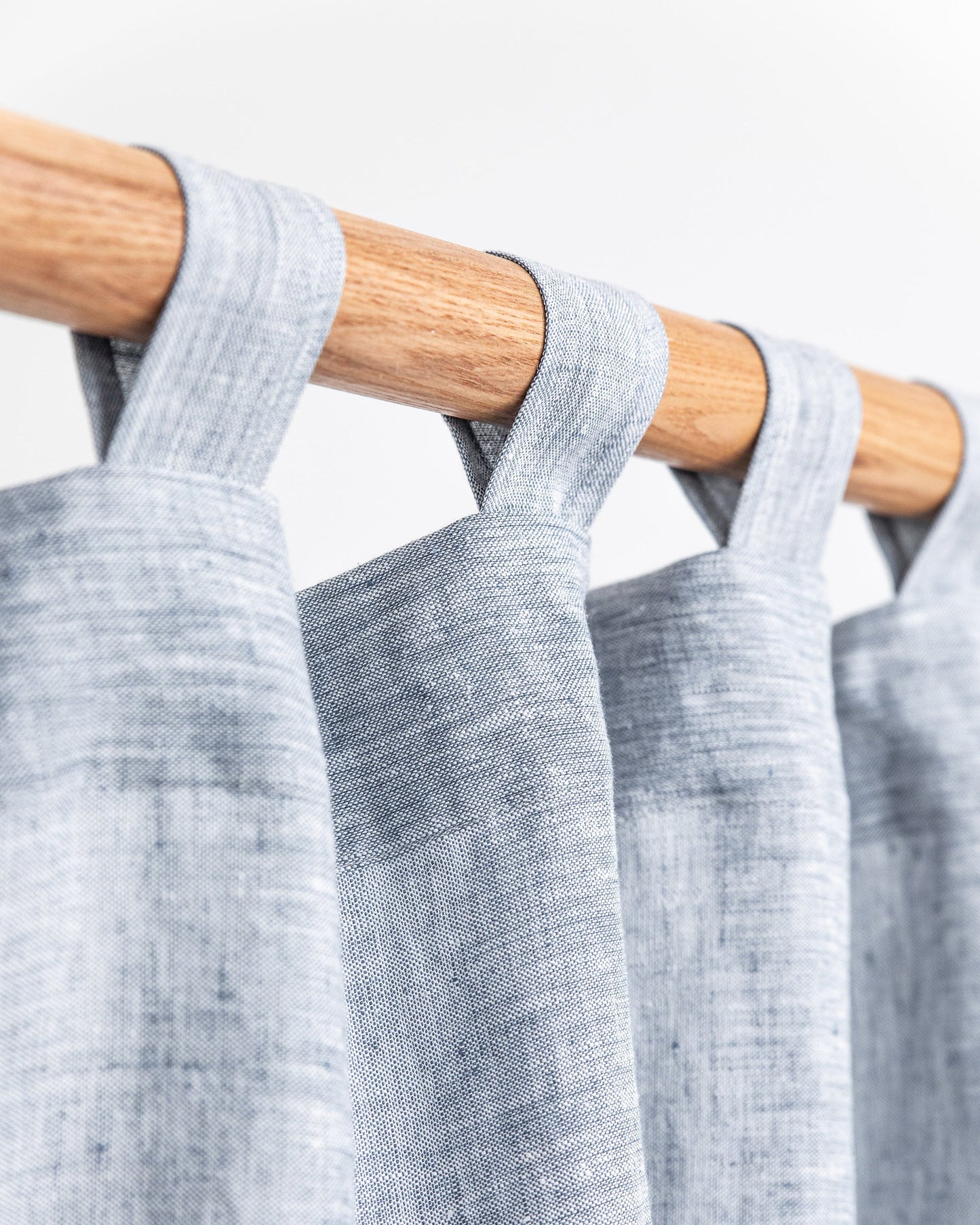 Custom size Tab top linen curtain panel (1 pcs) in Blue melange - MagicLinen