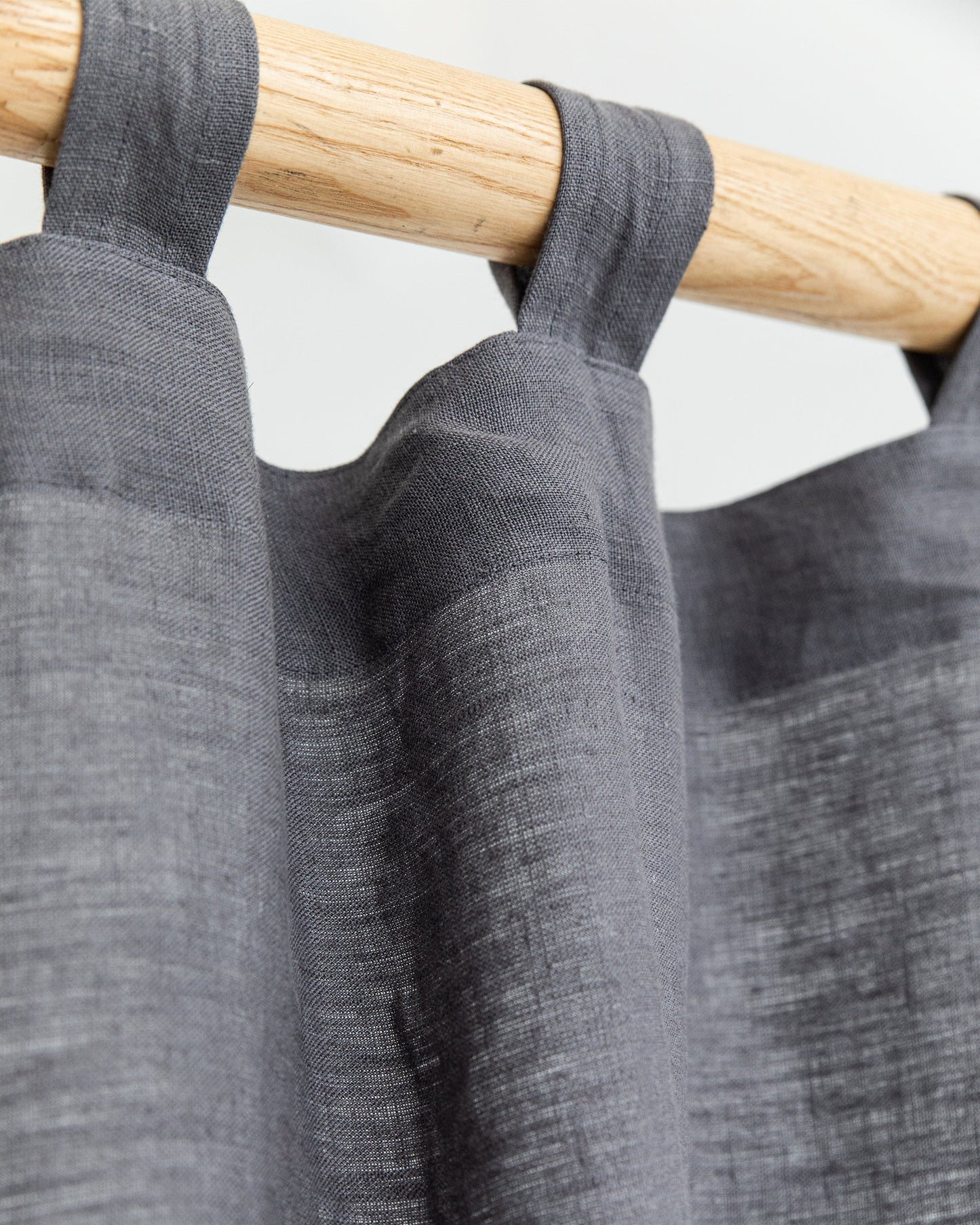 Custom size tab top linen curtain panel (1 pcs) in Charcoal gray - MagicLinen