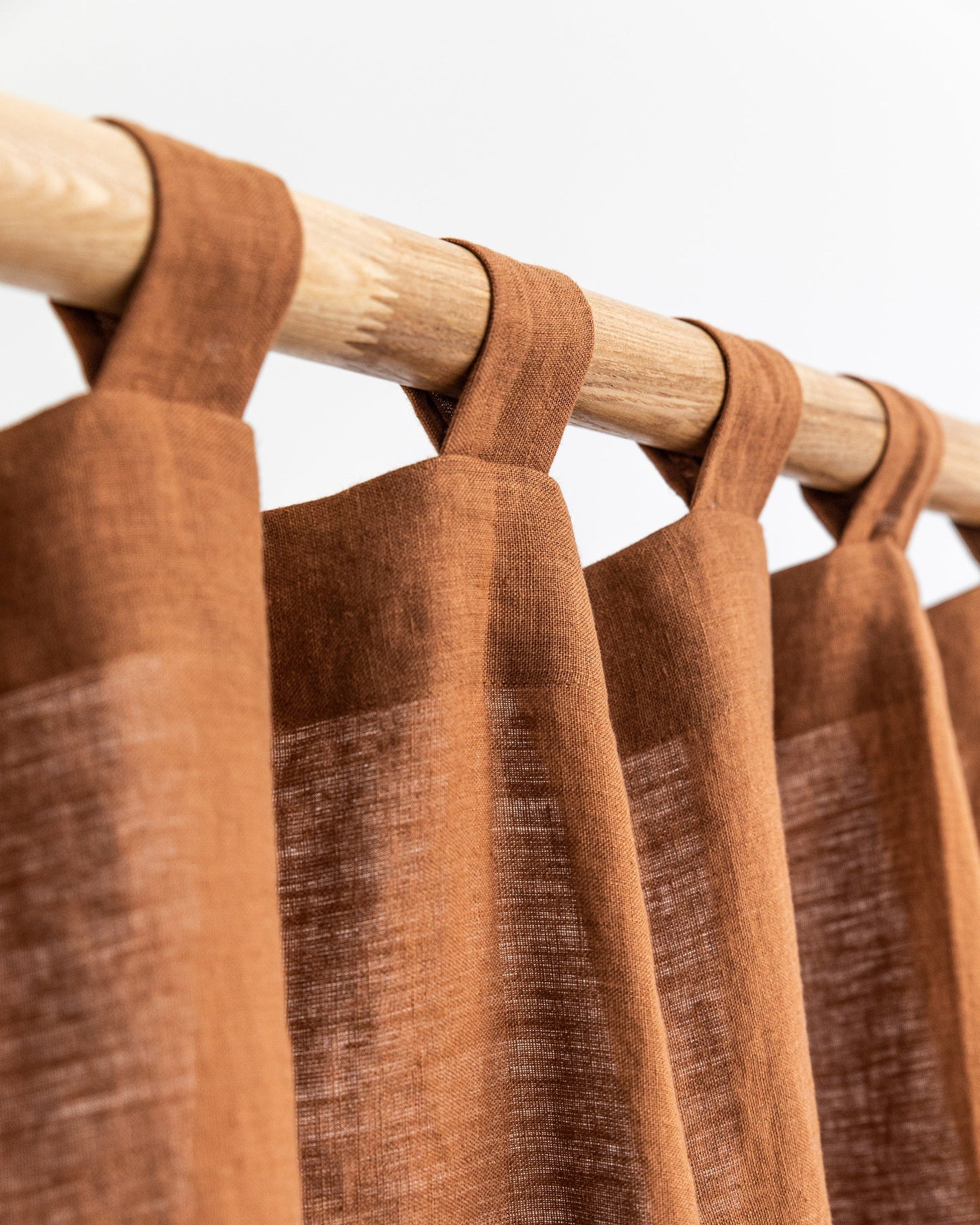 Custom size tab top linen curtain panel (1 pcs) in Cinnamon - MagicLinen