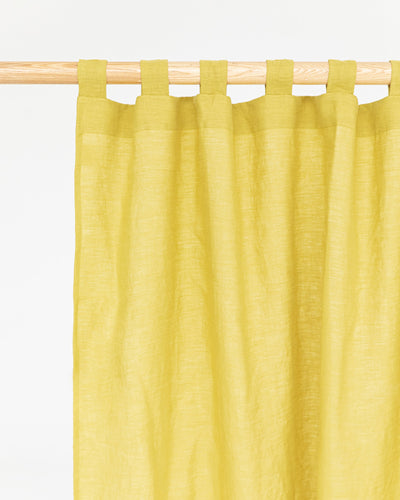 Tab top linen curtain panel (1 pcs) in Moss yellow - MagicLinen