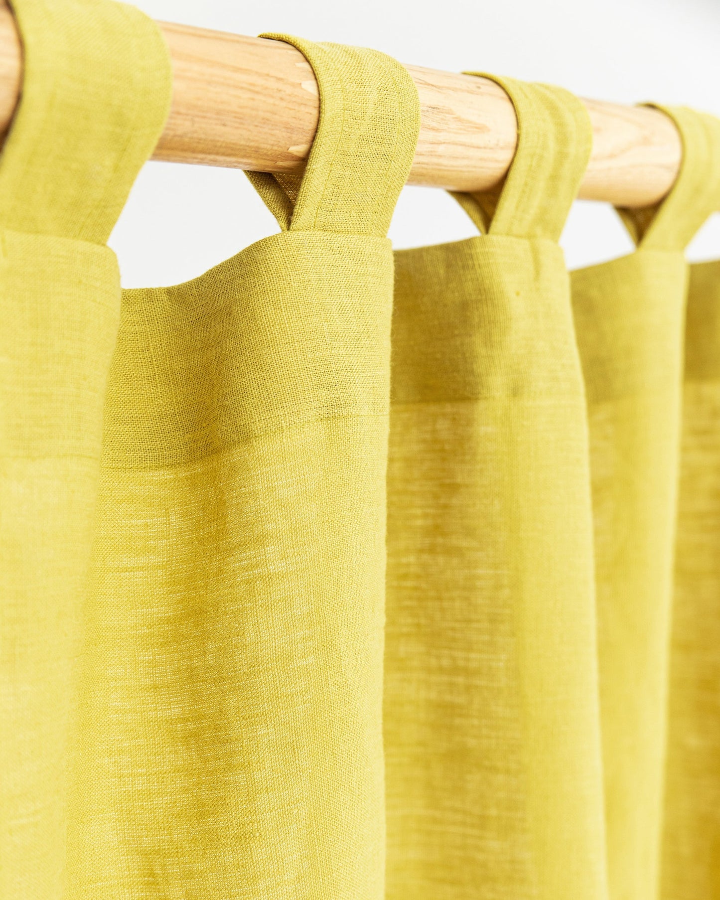 Custom size tab top linen curtain panel (1 pcs) in Moss yellow - MagicLinen