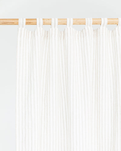 Tab top linen curtain panel (1 pcs) in Striped in natural - MagicLinen