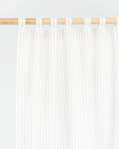 Tab top linen curtain panel (1 pcs) in Striped in natural - MagicLinen