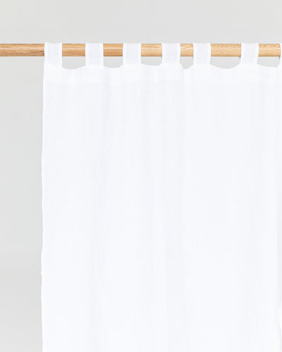 Custom size tab top linen curtain panel (1 pcs) in White - MagicLinen