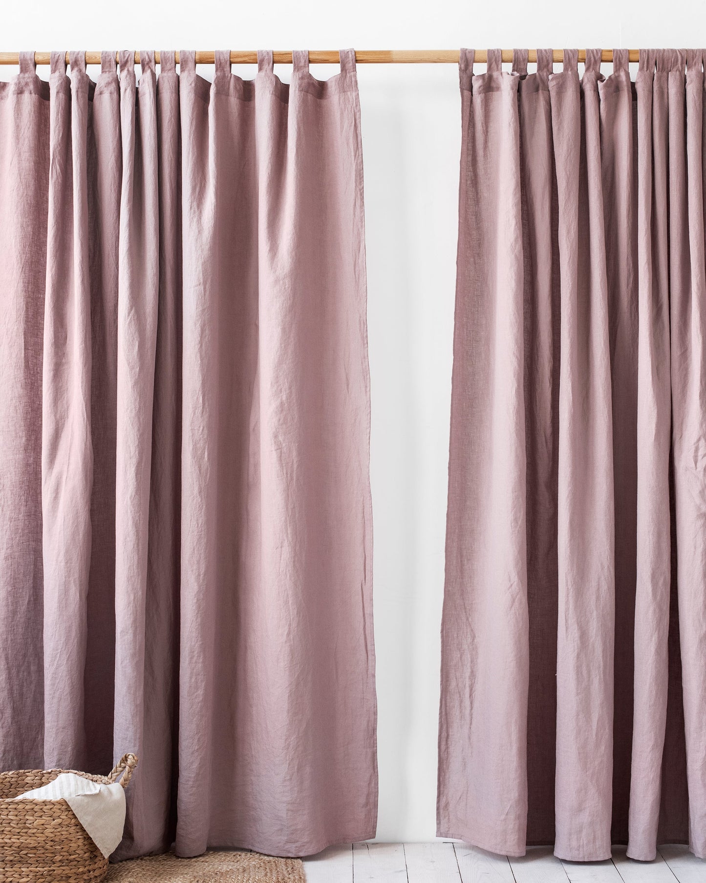 Custom size tab top linen curtain panel (1 pcs) in Woodrose - MagicLinen