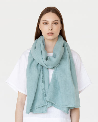 Teal blue linen scarf - MagicLinen