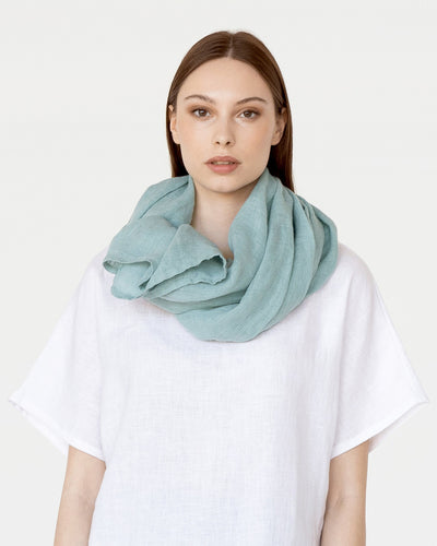 Teal blue linen scarf - MagicLinen