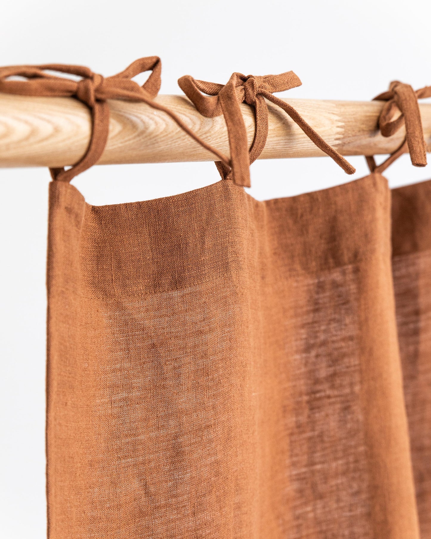 Custom size tie top linen curtain panel (1 pcs) in Cinnamon - MagicLinen