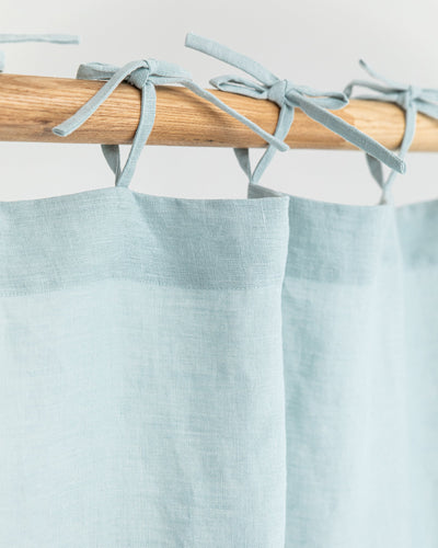 Tie top linen curtain panel (1 pcs) in Dusty blue - MagicLinen
