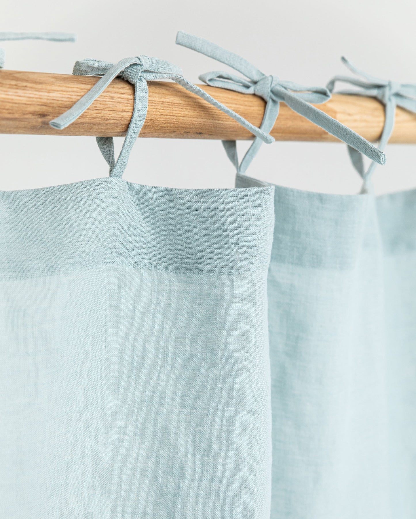 Custom size tie top linen curtain panel (1 pcs) in Dusty blue - MagicLinen