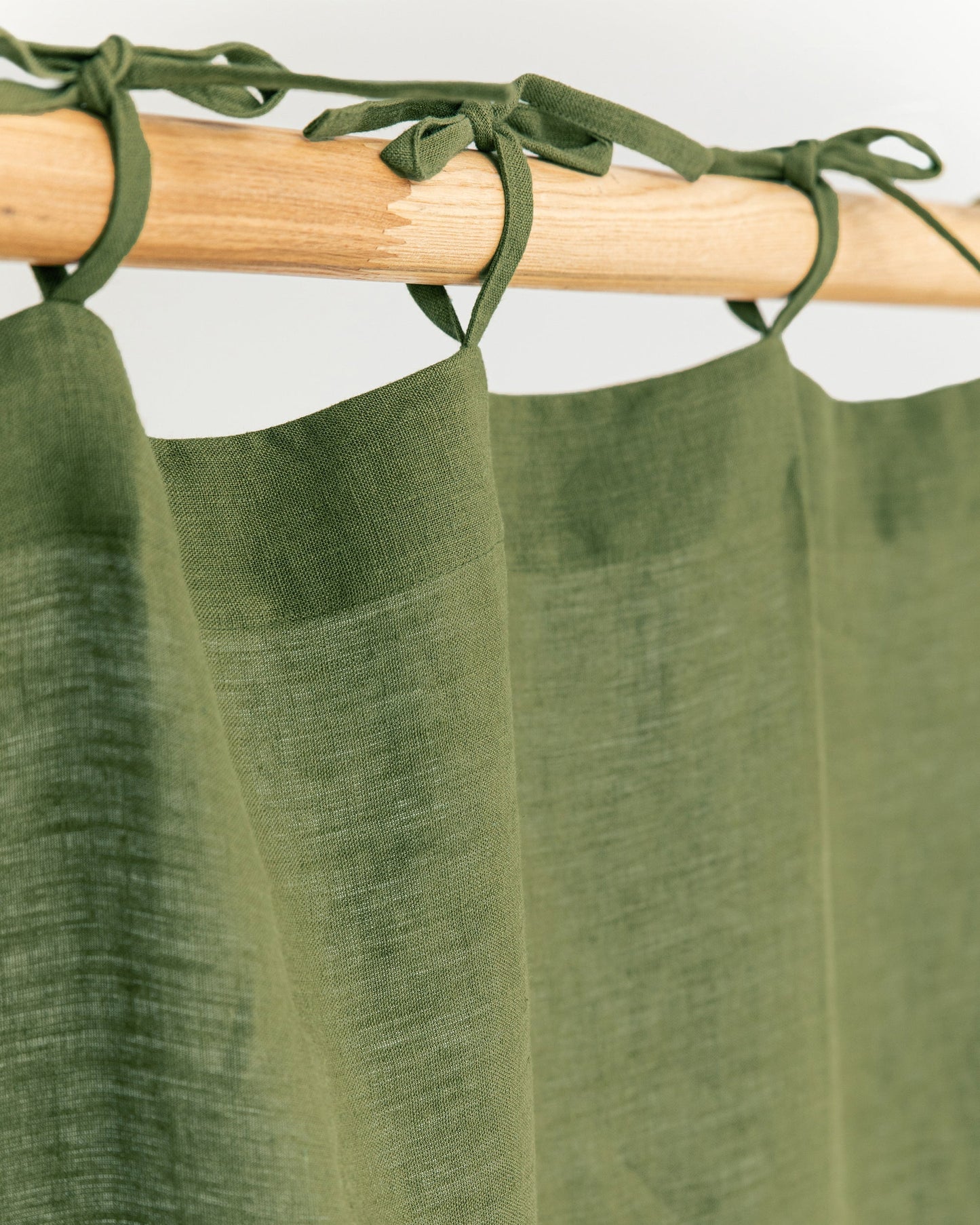 Custom size tie top linen curtain panel (1 pcs) in Forest green - MagicLinen