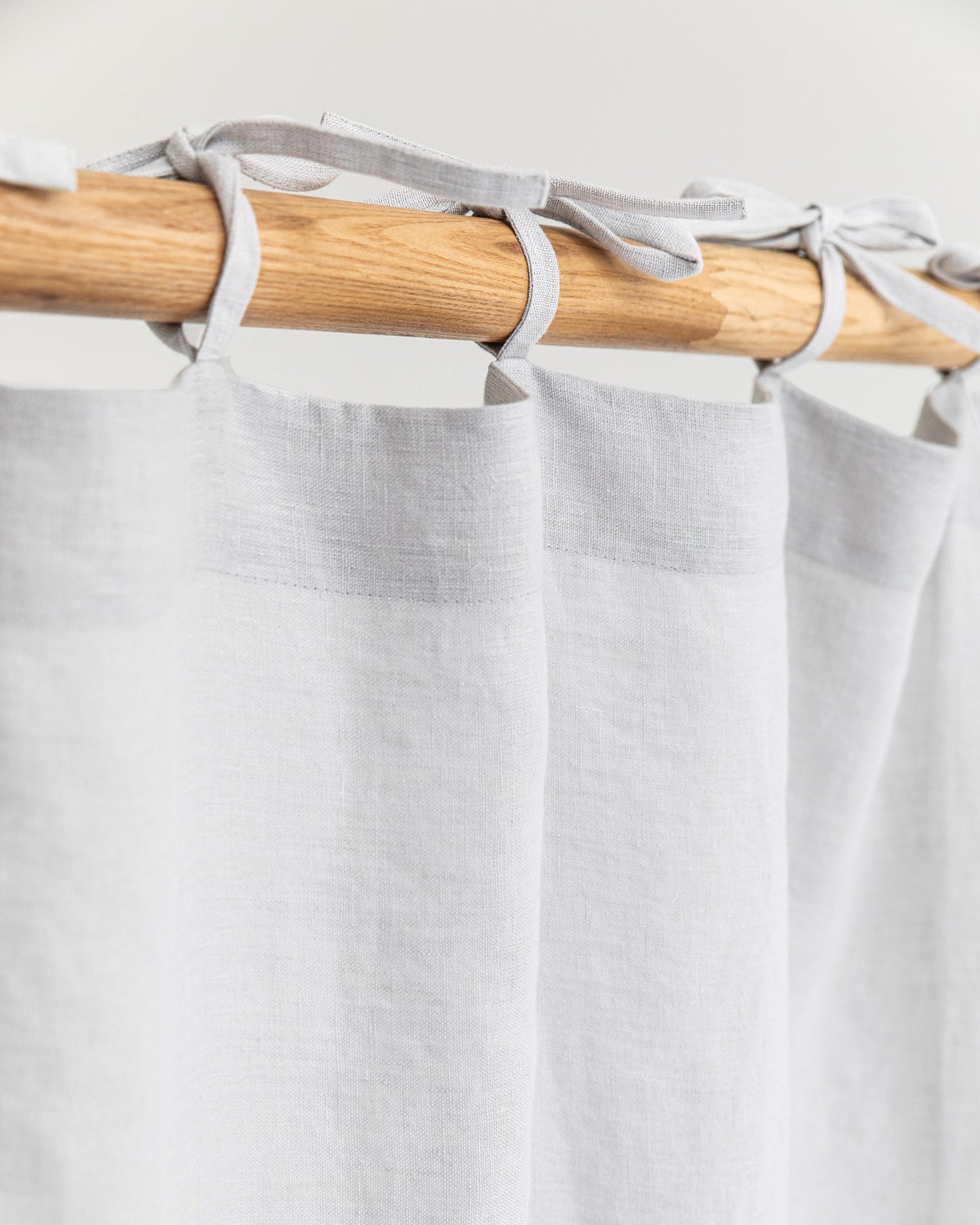 Custom size tie top linen curtain panel (1 pcs) in Light gray - MagicLinen