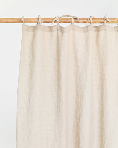Tie top linen curtain panel (1 pcs) in Natural linen - MagicLinen