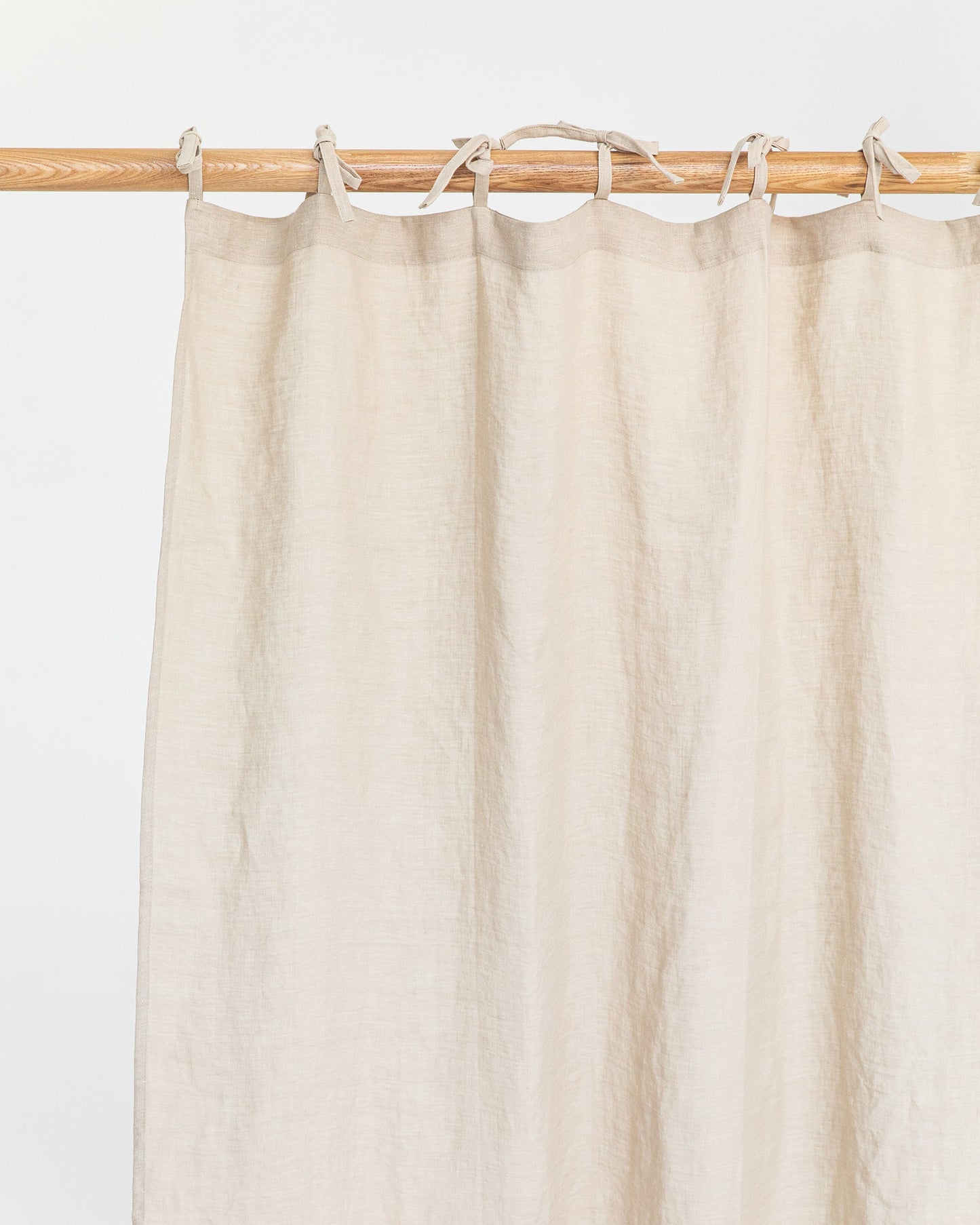 Custom size tie top linen curtain panel (1 pcs) in Natural linen - MagicLinen