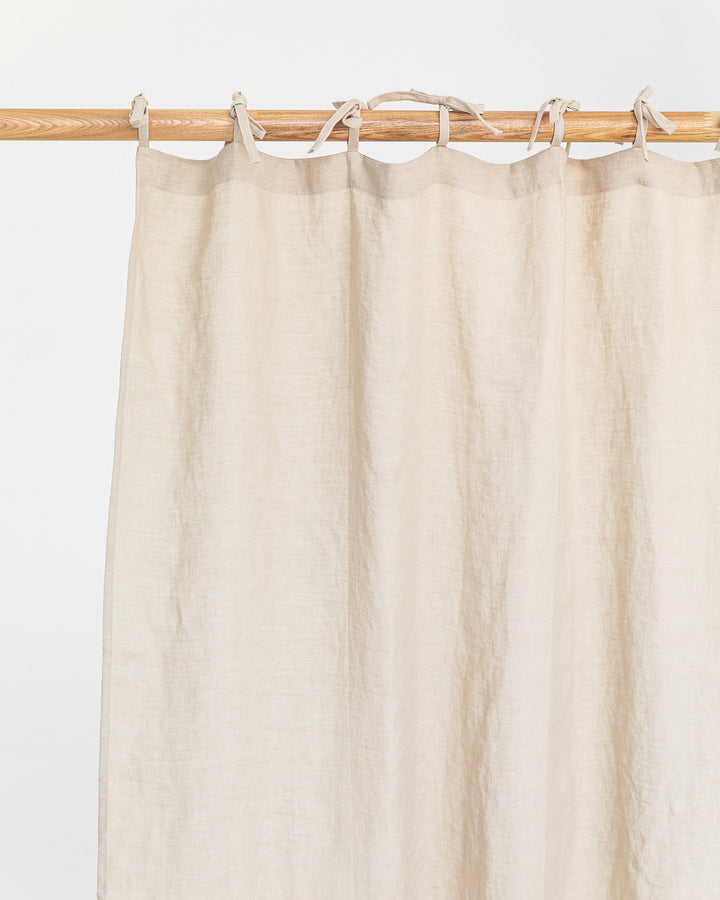 Custom size tie top linen curtain panel (1 pcs) in Natural linen - MagicLinen