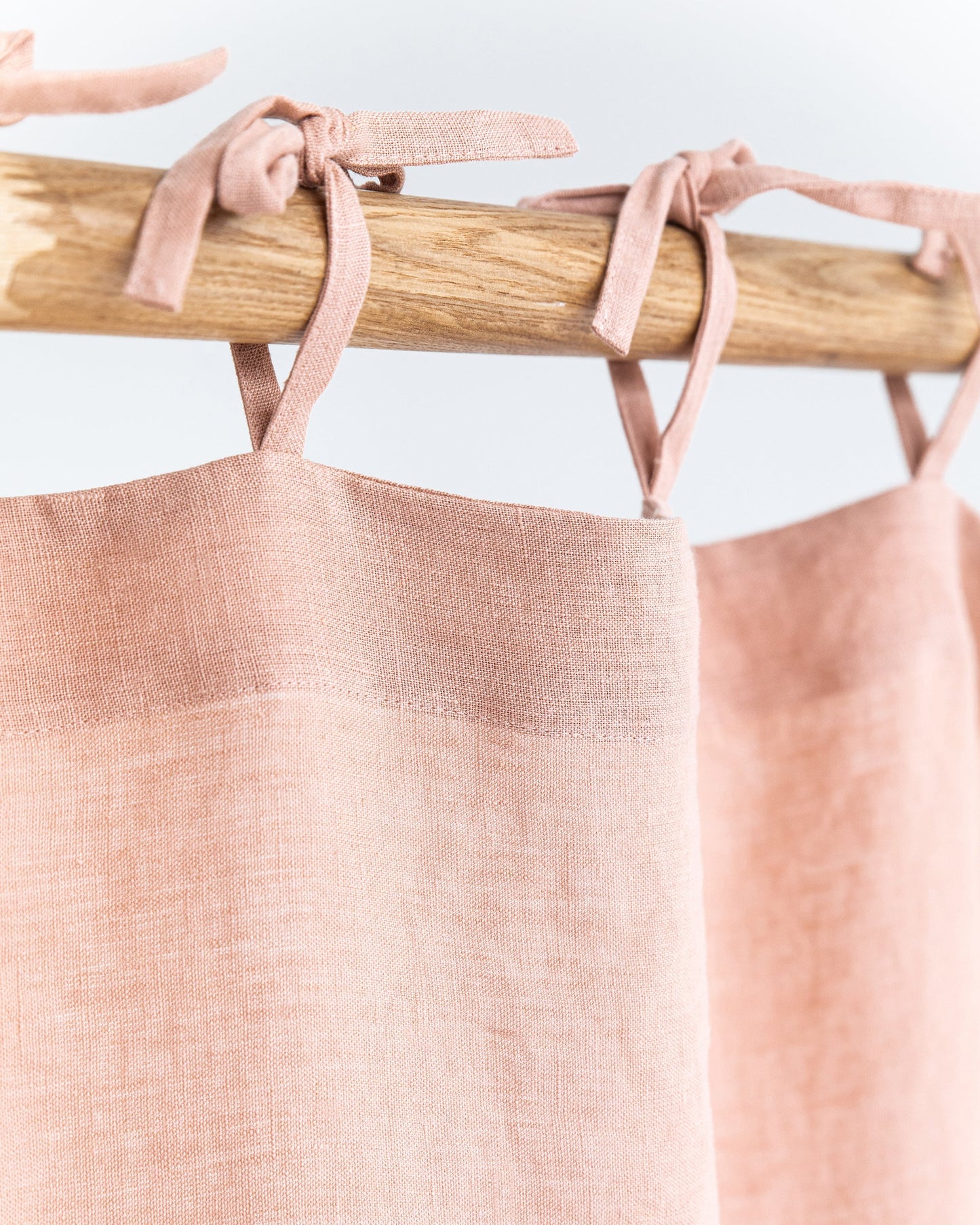 Custom size tie top linen curtain panel (1 pcs) in Peach - MagicLinen
