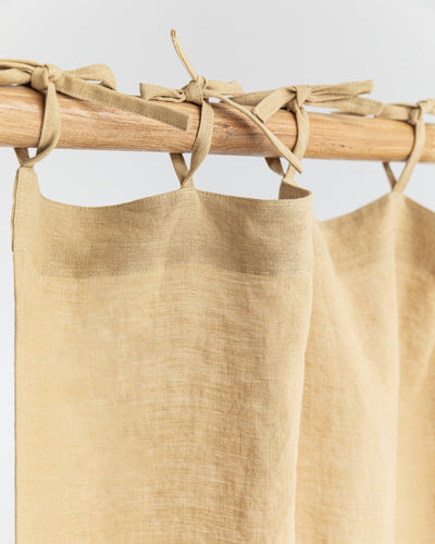 Tie top linen curtain panel (1 pcs) in Sandy beige - MagicLinen