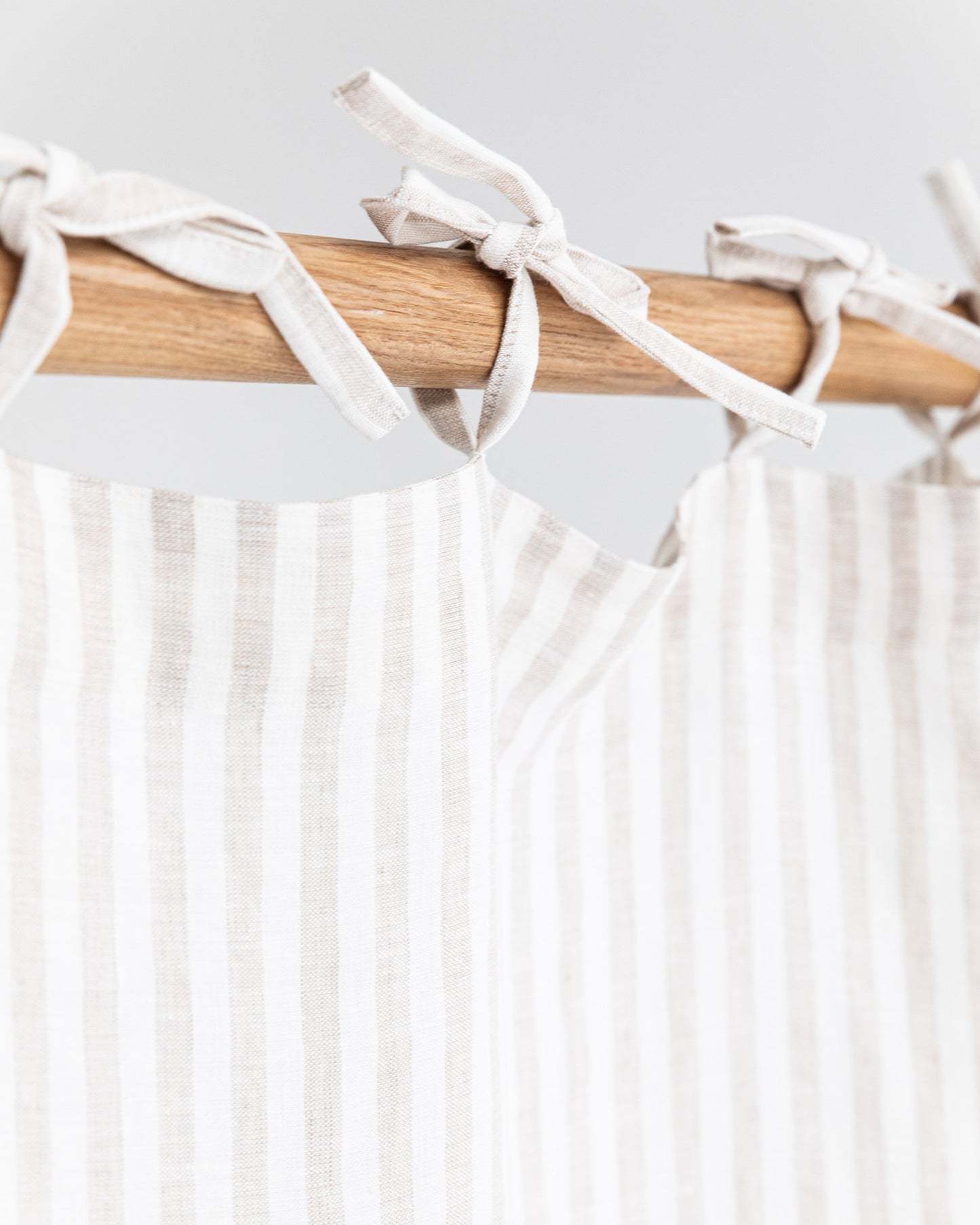 Custom size tie top linen curtain panel (1 pcs) in Striped in natural - MagicLinen