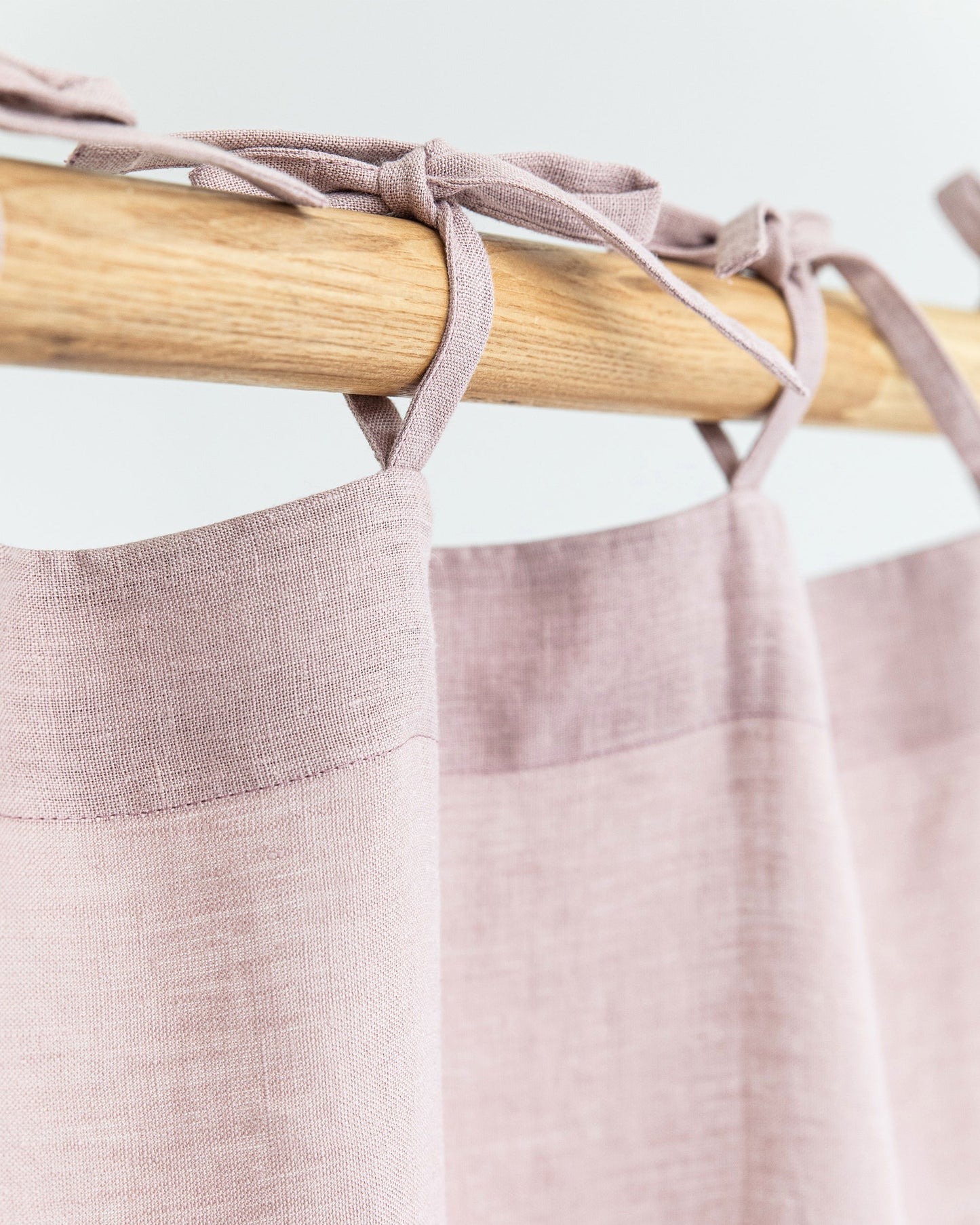 Custom size tie top linen curtain panel (1 pcs) in Woodrose - MagicLinen