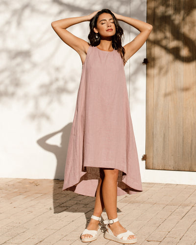 Royal TOSCANA linen dress in woodrose - MagicLinen