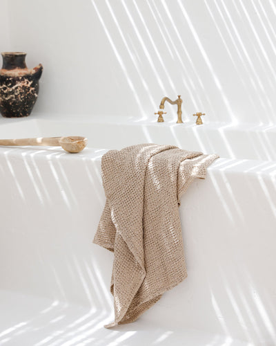 Waffle Bath Towel in Beige - MagicLinen