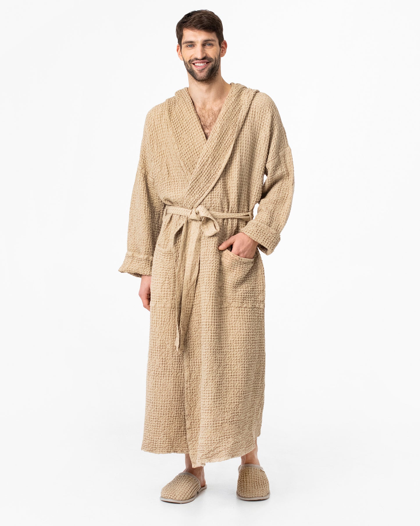 Waffle linen slippers - MagicLinen