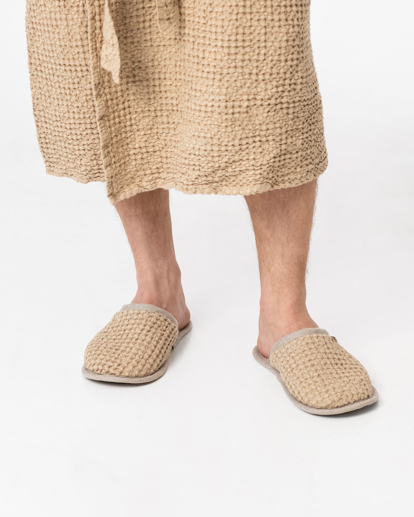 Waffle linen slippers - MagicLinen