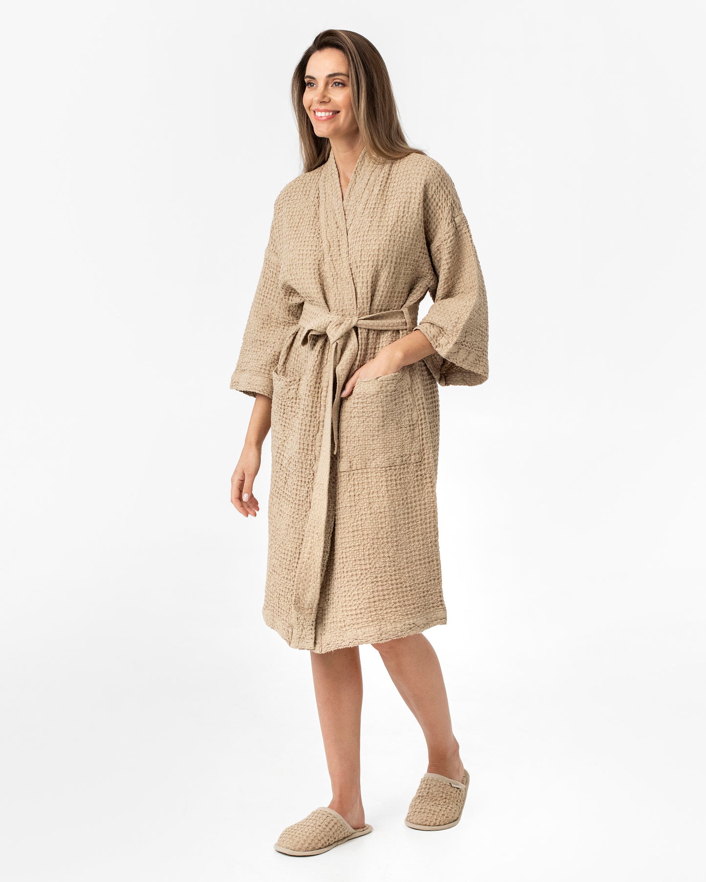 Waffle linen slippers - MagicLinen