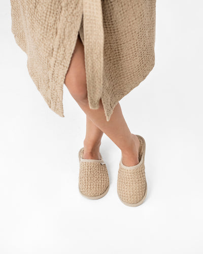 Waffle linen slippers - MagicLinen