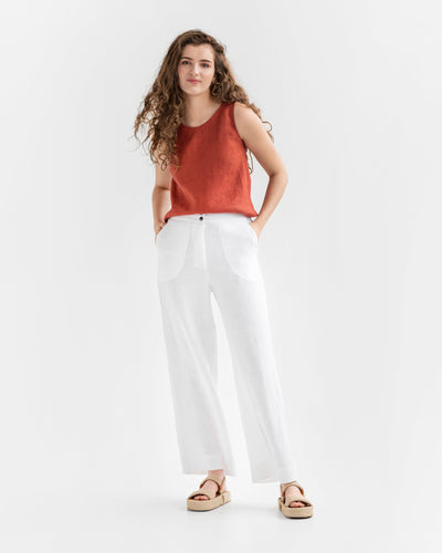 Wide linen pants BANFF in white - MagicLinen