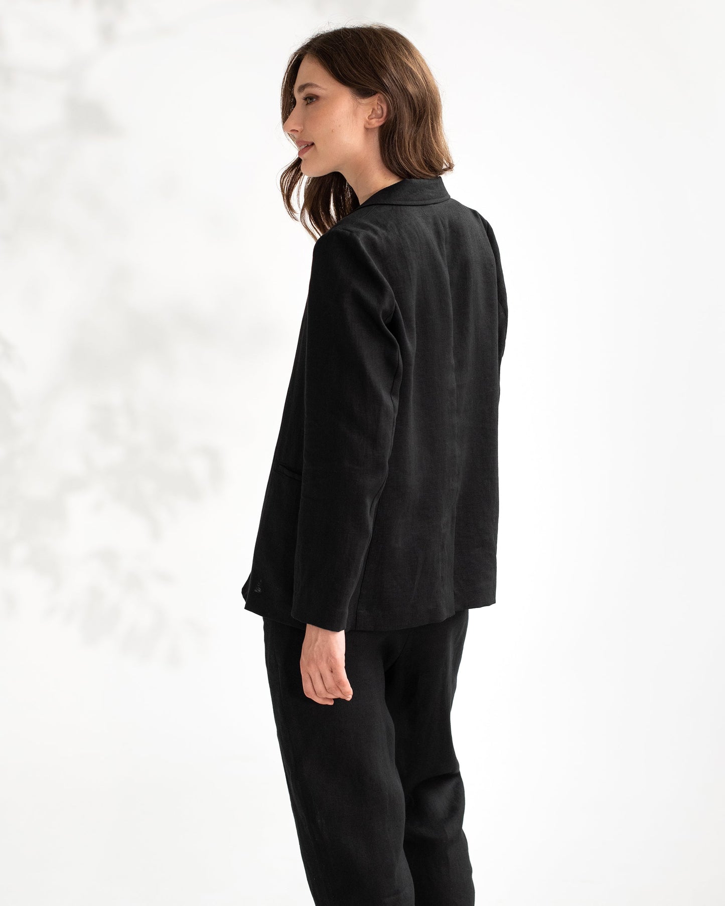 Women's linen blazer PLACID in black - MagicLinen
