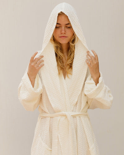 Women's waffle robe in White - MagicLinen