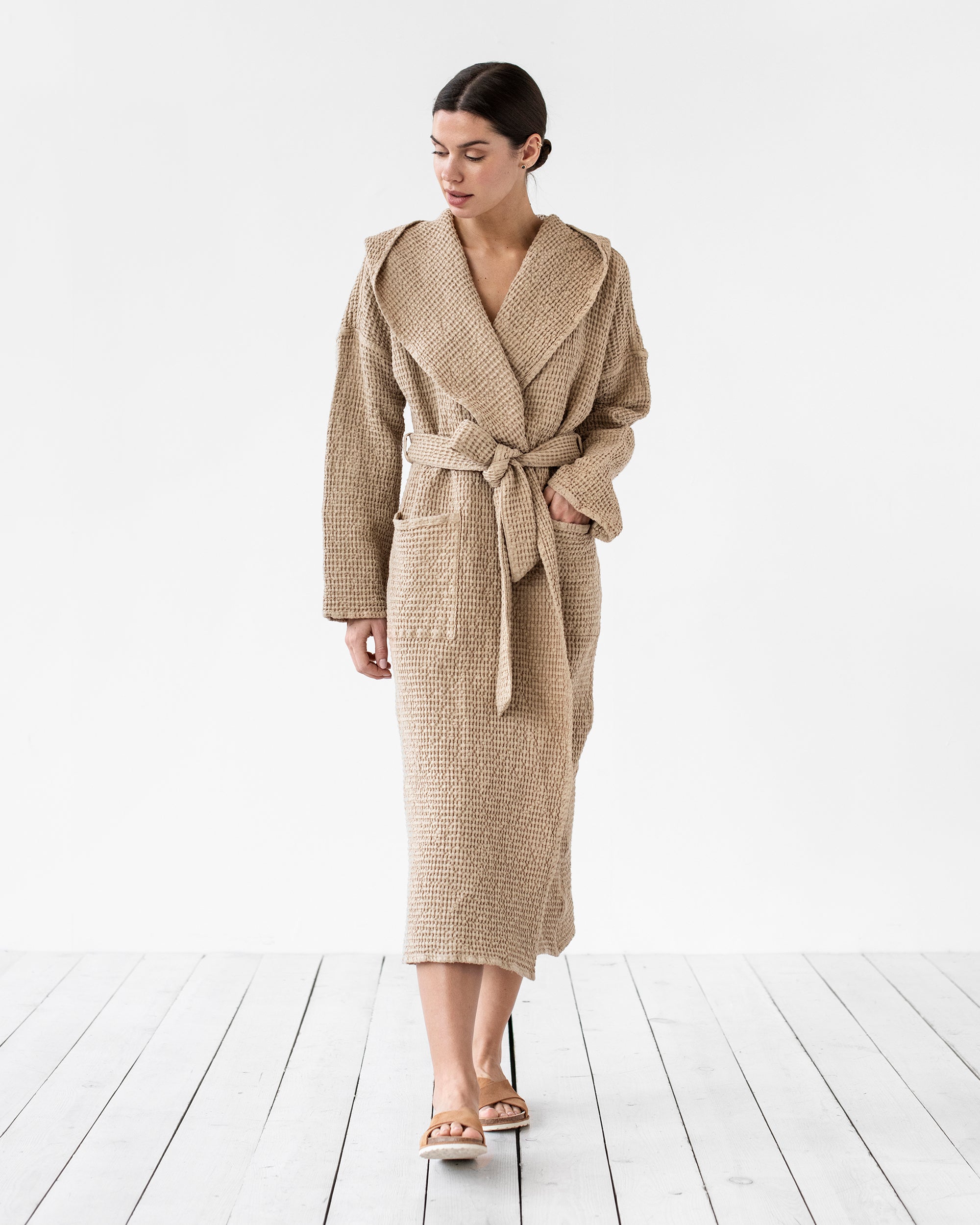 Women's Linen Robe in Beige