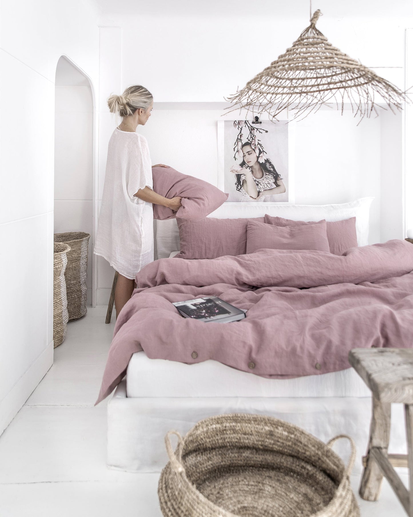 Woodrose linen duvet cover set (3 pcs) - MagicLinen