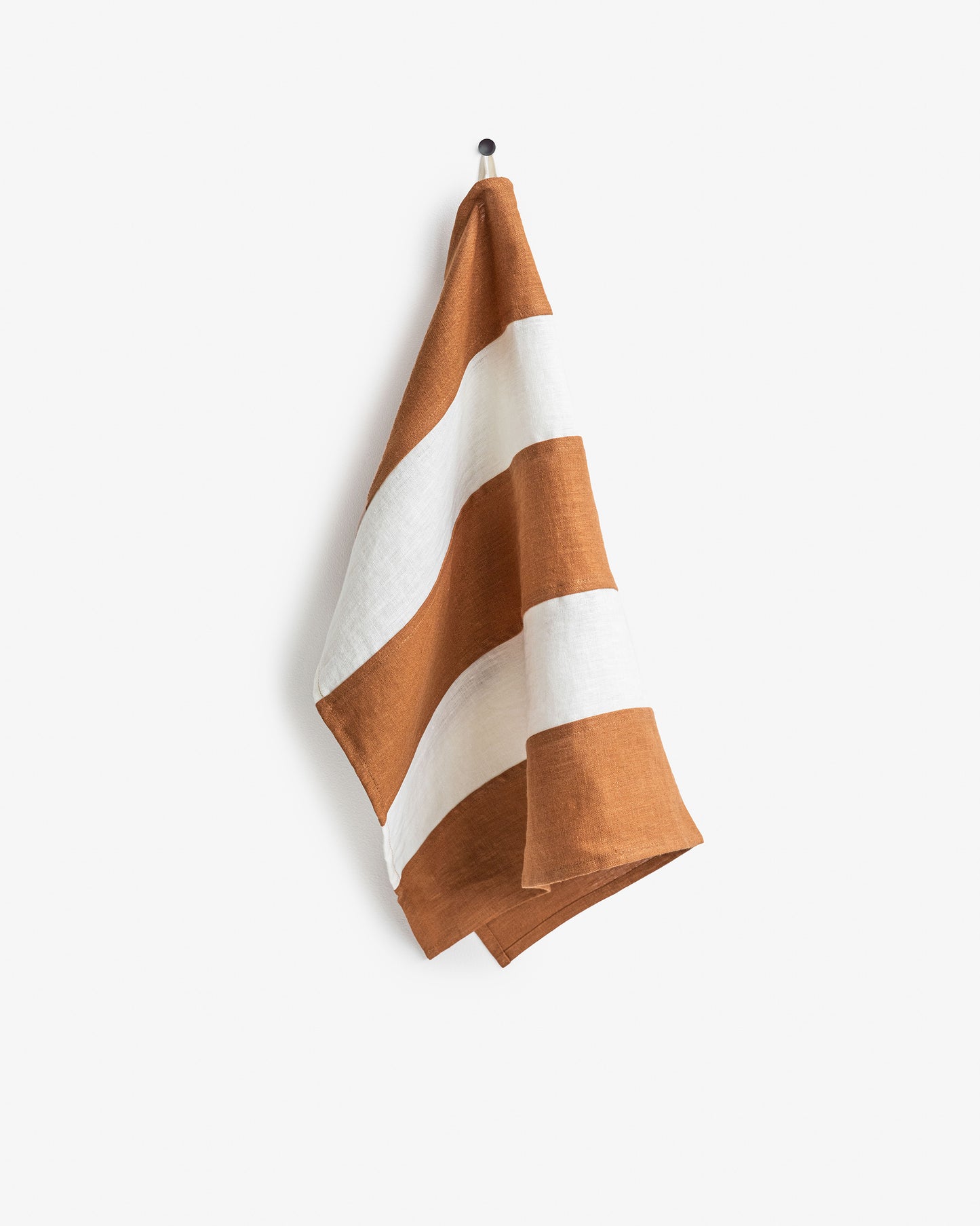 Zero-waste striped linen tea towel in Cinnamon - MagicLinen